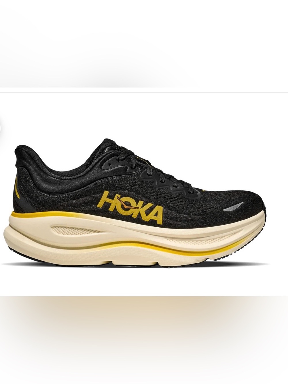 Hoka One One Hoka Bondi 9 Carbon Black & Yellow Gold Mens Running Shoes